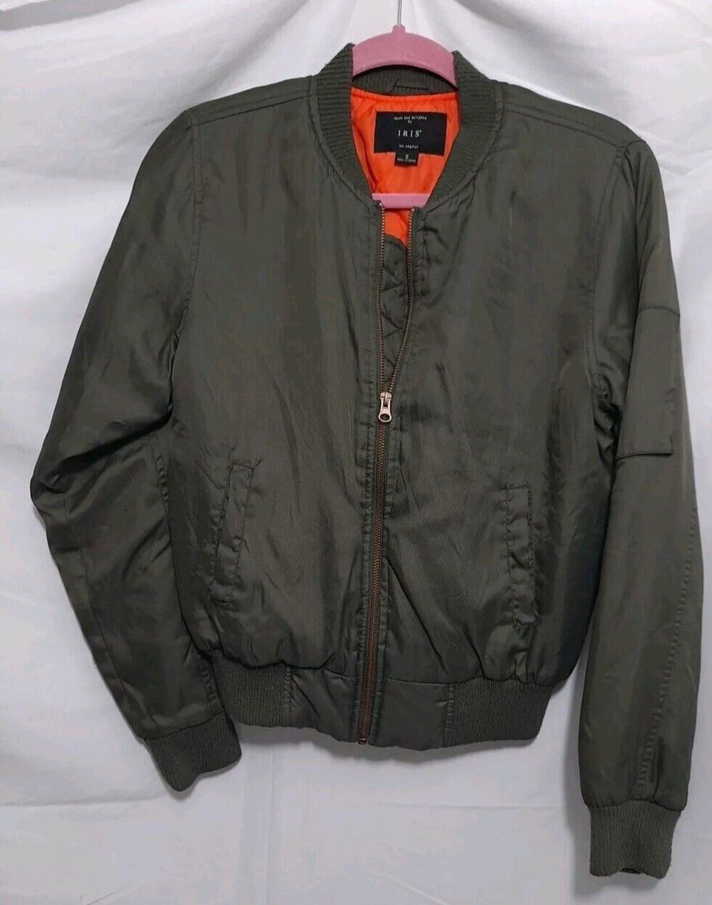 IRIS Olive Army Green Jacket Quilted Windbreaker Size Small